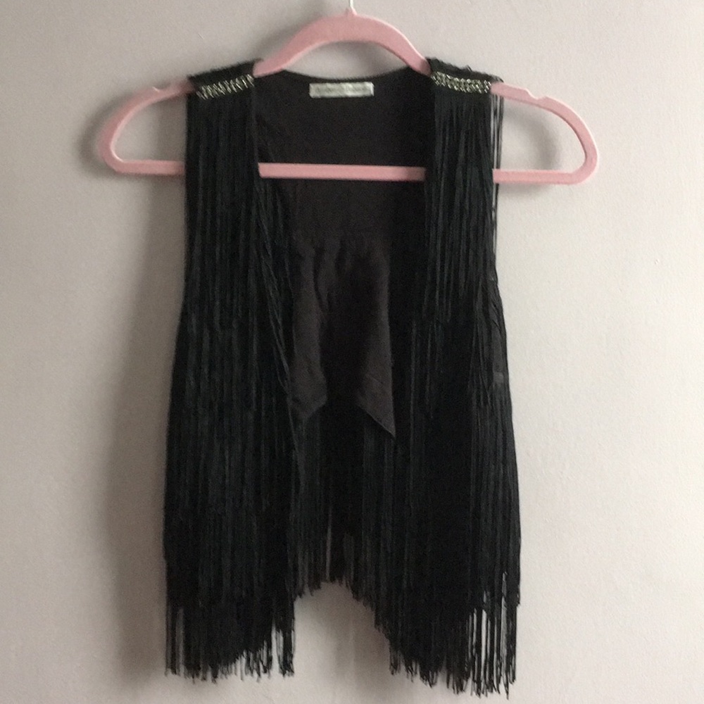 Gorgeous black fringe vest